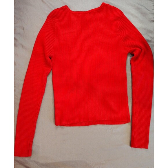 Women's Lulu's Ribbed Twist Front Long Sleeve Top Red Small - Picture 5 of 7